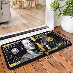 $100 Dollar Pattern Flannel Area Rug - Anti-Slip Sponge Bottom, Machine Washable bath rug