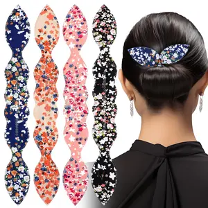 4pcs Magic Comb for Women & Girls Hair Styling Accessories, Deft Hair Bun Maker French Twist Rabbit Ear Bun Twister