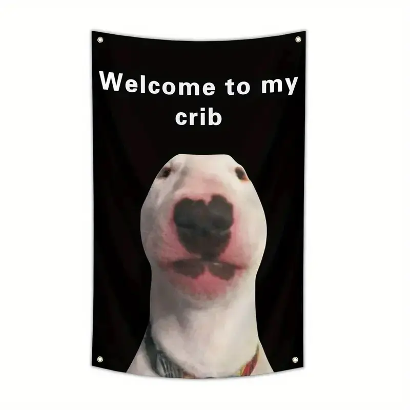 Polyester Humorous "Welcome To My Crib" Graphic Print Wall Flag, 1 Count Hanging Wall Decoration with Brass Grommets for College Rooms, Decorations for Room