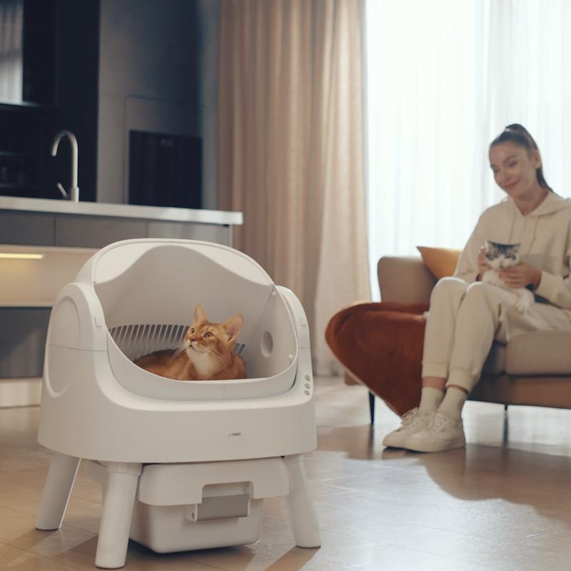 PetPivot AutoScooper 11 Open-Top Self-Cleaning Cat Litter Box，Odor-Free Waste Disposal includes Trash Bags