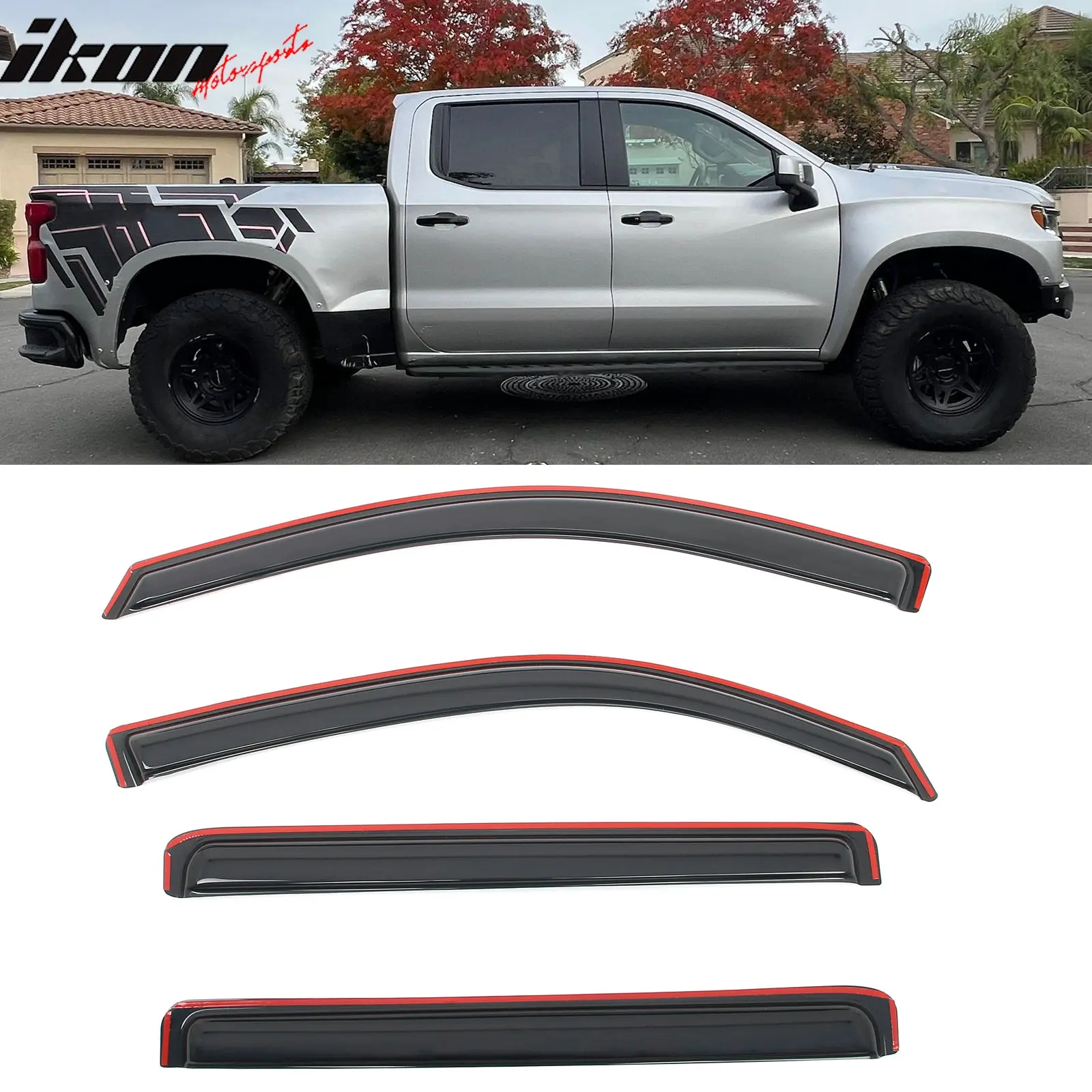 Window Visors for Chevy Silverado GMC Sierra 1500 2500 Crew Cab 2019-2026