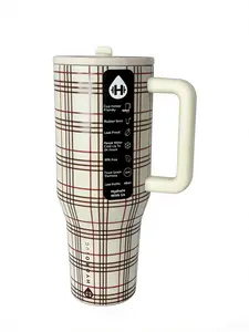 HydroJug 40oz Plaid Tumbler Insulated Stainless Steel Leak-Proof Lid Ergonomic Handle BPA-Free Portable Drinkware for Commuters & Travelers Flasks Mug Bottles - Bottled Beverage