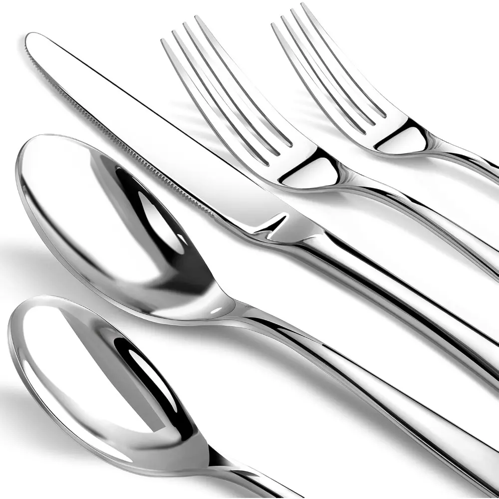 Heavy Duty Stainless Steel Dinner & Tableware Set - 8-40 Piece Cutlery with Fork, Knife & Spoon, Mirror Polished, Dishwasher Safe Kitchen Utensils, Dinner Set
