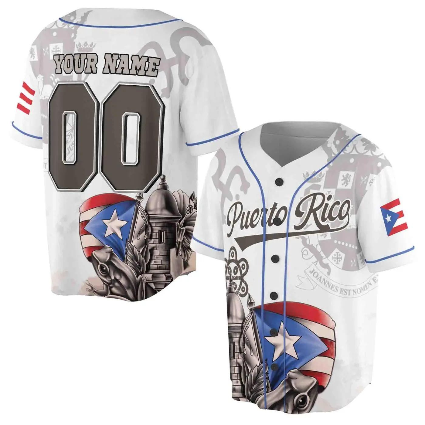 Personalized Puerto Rico Frog Flag Boricua Spirit Baseball Jersey Custom Name Number S-5XL