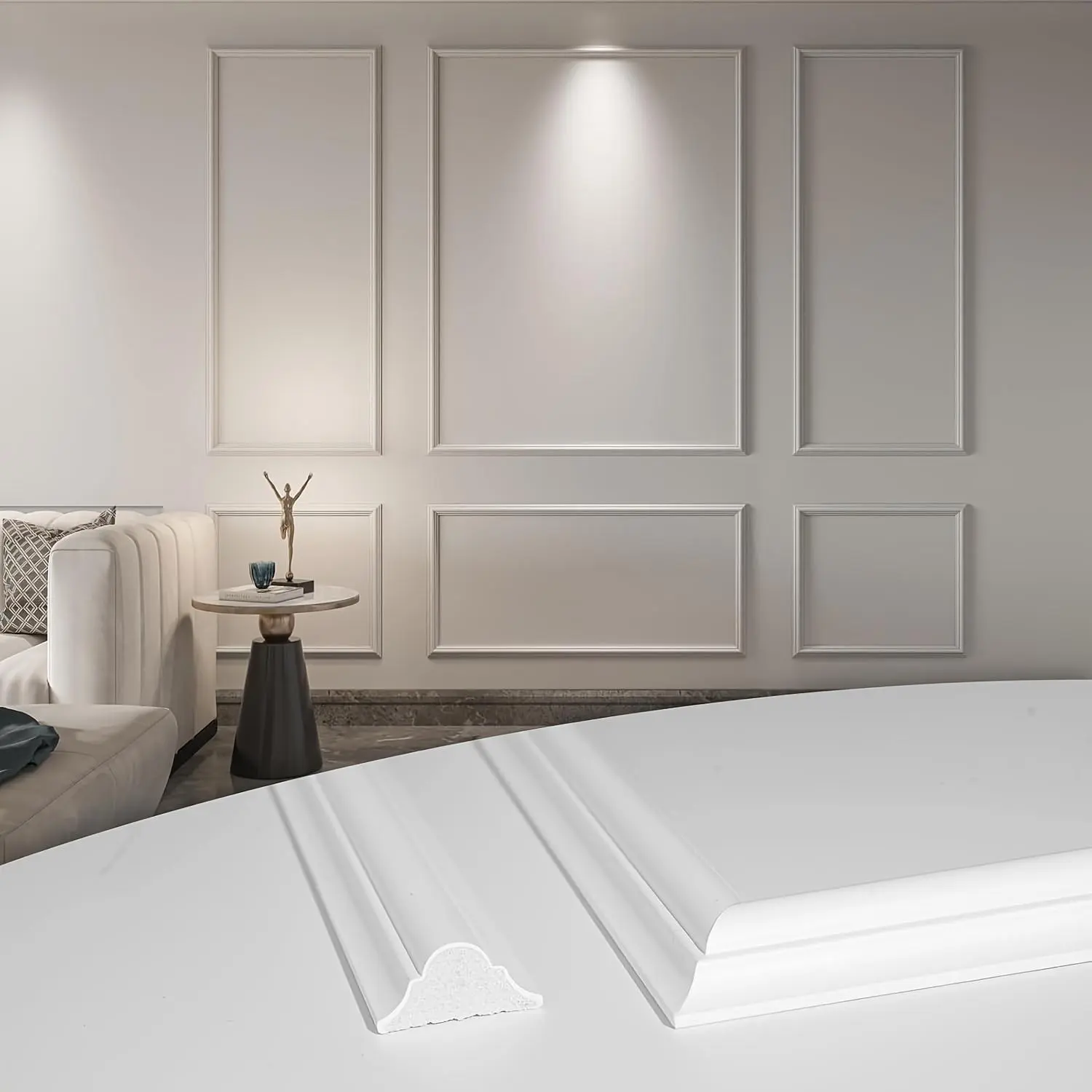 Art3D Wainscoting Panels for Easy Assembly, Set of 6 Pre-Cut Wall Molding for Decorating Living Room And Bedroom Accent Walls - 3 for The Top And 3 for The Bottom