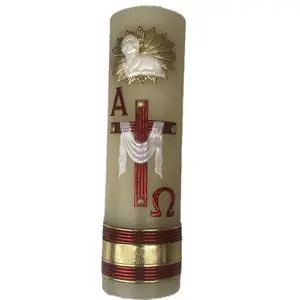 Cirio pascual con manto blanco