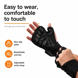 Unisex Weightlifting Gloves with Wrist Wrap Support, Breathable Mesh, Full Palm Protection, Non-Slip Grip for Gym Training, Cycling
