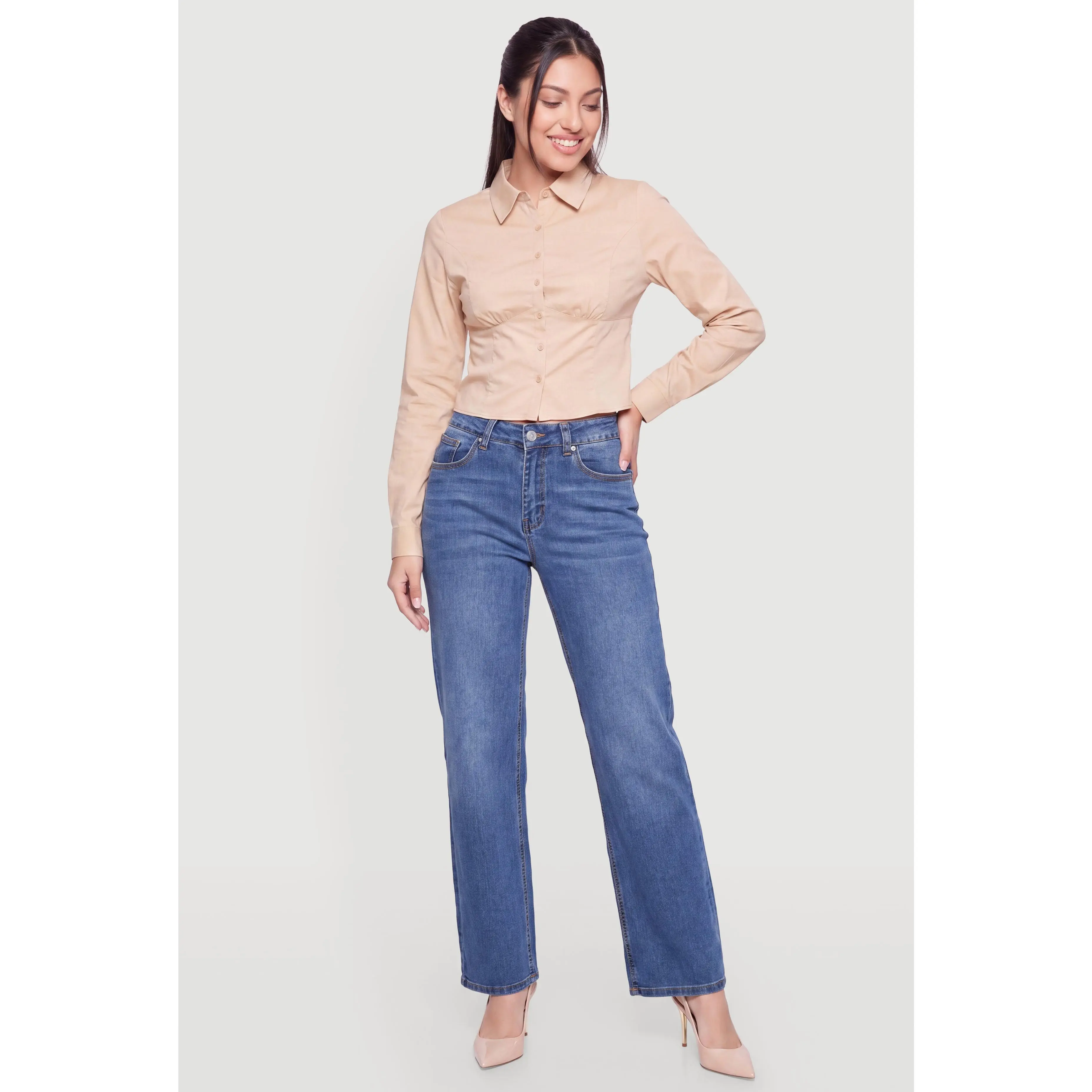 Poplin Tailored Button Front Shirt