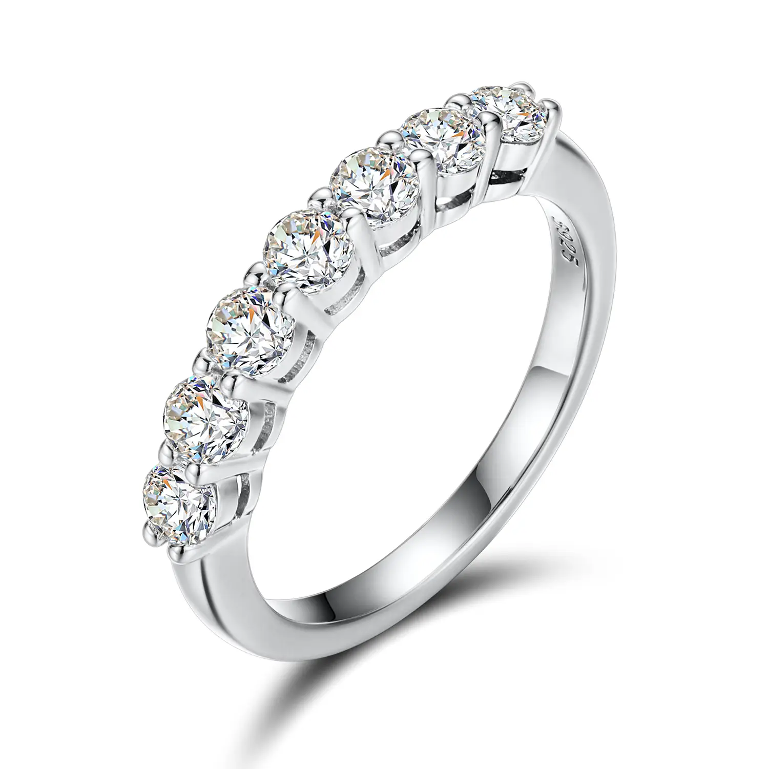 【#R33】UCCIYO D Color Synthetic Moissanite Rings For Women 7 Stones Ring 925 Sterling Silver Daily Jewelry Gift