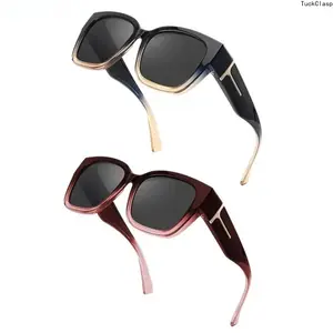 2/1-Pack Unisex Polarized Fit-Over Sunglasses – Mirrored Rectangular Frame, UV400 Anti-Glare, Wear Over Prescription Glasses, Great for Driving, Walks & Summer Outdoor Sports