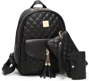 IHAYNER Women'S Simple Design Quilted Mini Backpack - 3Pcs Leather Backpack Purse for Women I IHAYNER