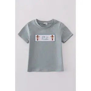 Blue he is risen embroidery top