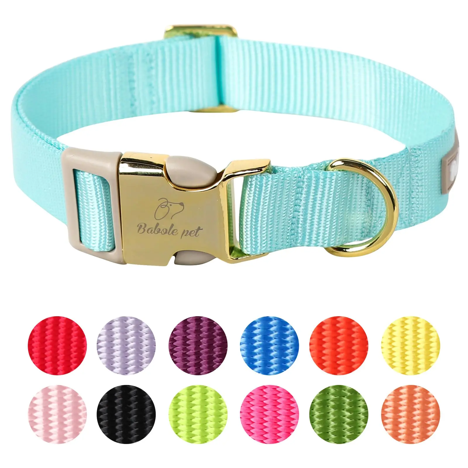 Babole Adjustable Nylon Dog Collar - Soft, Comfortable, Heavy Duty Wear Resistant Buckles Collar for Small Breed to Large Dogs, Hand Wash Only, Buckles Collars
