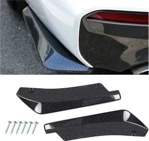 PCS Rear Bumper Canard Diffuser, AntiCrash Bumper Lip Body Kit, Universal Rear Installed Lip Diffuser Splitter Canard Protector (Carbon Fiber)