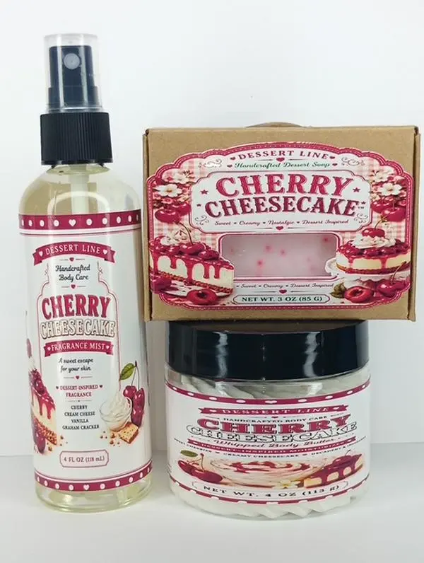 Cherry Cheesecake Scented Self-Care Ritual Bath & Body Care Gift Set for Relaxation