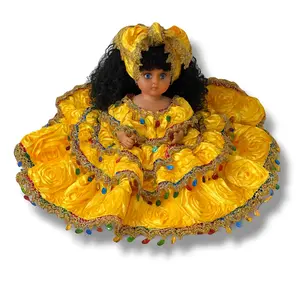 Handmade Muneca Jitana Santeria Doll Decoration Muñeca Yellow Dress Oshun Yoruba Orisha Spiritual Doll for Altars