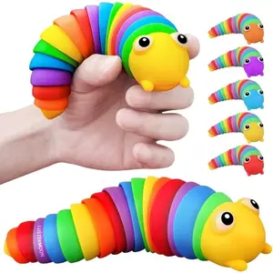 2 Pieces Articulated Fidget Toy, Rainbow Caterpillar Toy Ocean Shark Decompression Toys, Stim Toy Decompression Fun Autism ADHD Fidgeting Children's Toys Adults (Shark and Caterpillar)