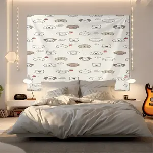 Cute Cartoon Puppy Print Tapestry, Soft Fluffy Dog Wall Tapestry, Aesthetic Wall Hanging Tapestry for Bedroom Living Room Dorm, Perfect for Dog Lovers Kids Home Decor