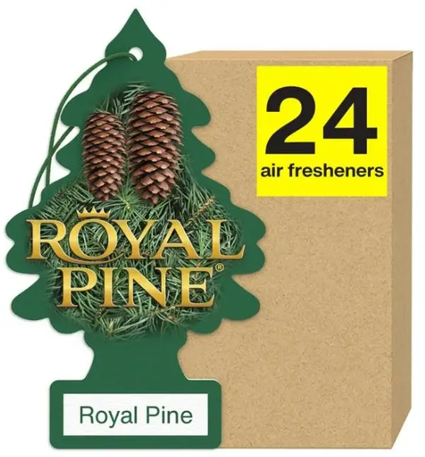Little Trees Royal Pine Car Air Freshener 24 Pack Individual Sealed Woody Aromatic Fresh Packing U1P-10101, Car Scent, Car Interior Accessories