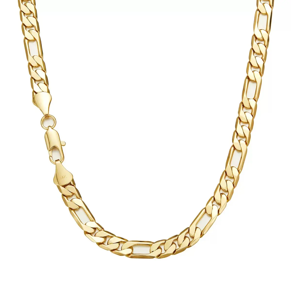 Men's 14K Gold PVD Vacuum Plated Brass Figaro Chain Necklace - 2mm/12mm Width, 20-26in Length, Italian Cuban Design, Anti-Tarnish Nano-Coating, Hip-Hop Street/Minimalist Layered Style, Ideal Gift Accessory