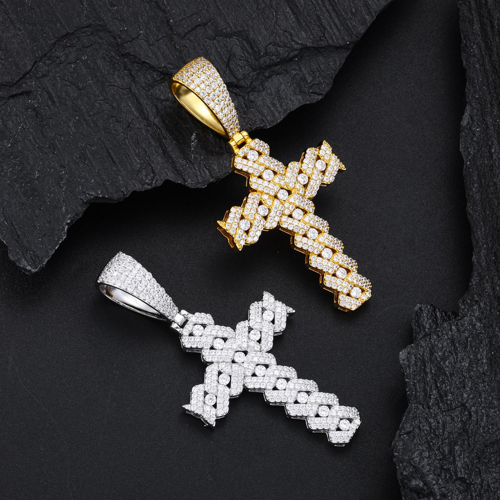【#P794】Cross Pendant UCCIYO Lab-Created Moissanite S925 Sterling Silver Moissanite Pendant Necklace For Women Men Hip Hop Jewelry Gift