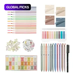 Bible Study Supplies Set, Stationery Set, School Bundle, Including Notebook & Pen Case & Highlighter & Sticky Note & Pen & Sticker & Tabs, Sticker Decorations, Pastel Color Art Stickers, Visual Learning Tools, Office School Supplies