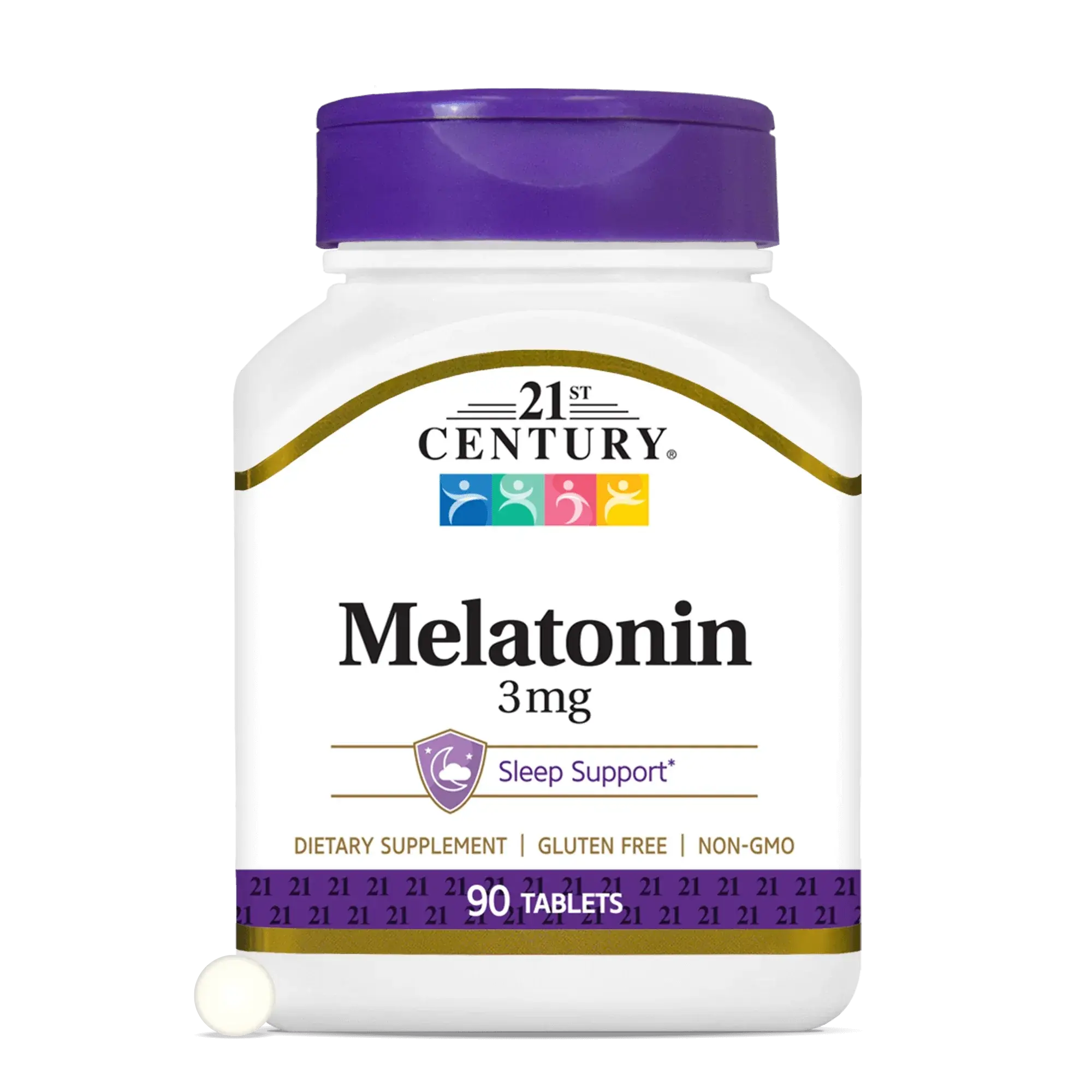 21st Century Melatonin 3 mg Tablets, Low Dose Adult Sleep Support Supplement*, Vegan, Gluten Free, Non-GMO, No Added Sugar