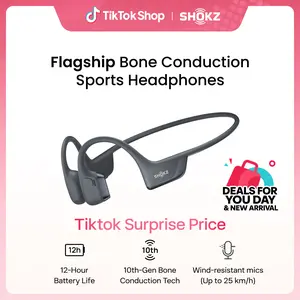 SHOKZ OpenRun Pro 2 - Open-Ear, Bone Conduction Sport Headphones - Sweat Resistant, Workout Headphones with Deep Bass and Smart Mic