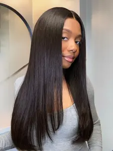 4x4 HD Lace Glueless Wig Layered Cut Straight Human Hair Wig Pre-Plucked Pre-Cut Lace Easy Wear Suitable for Any Occasion Glueless HD Wigs No Glue Wig Lace Front Wig