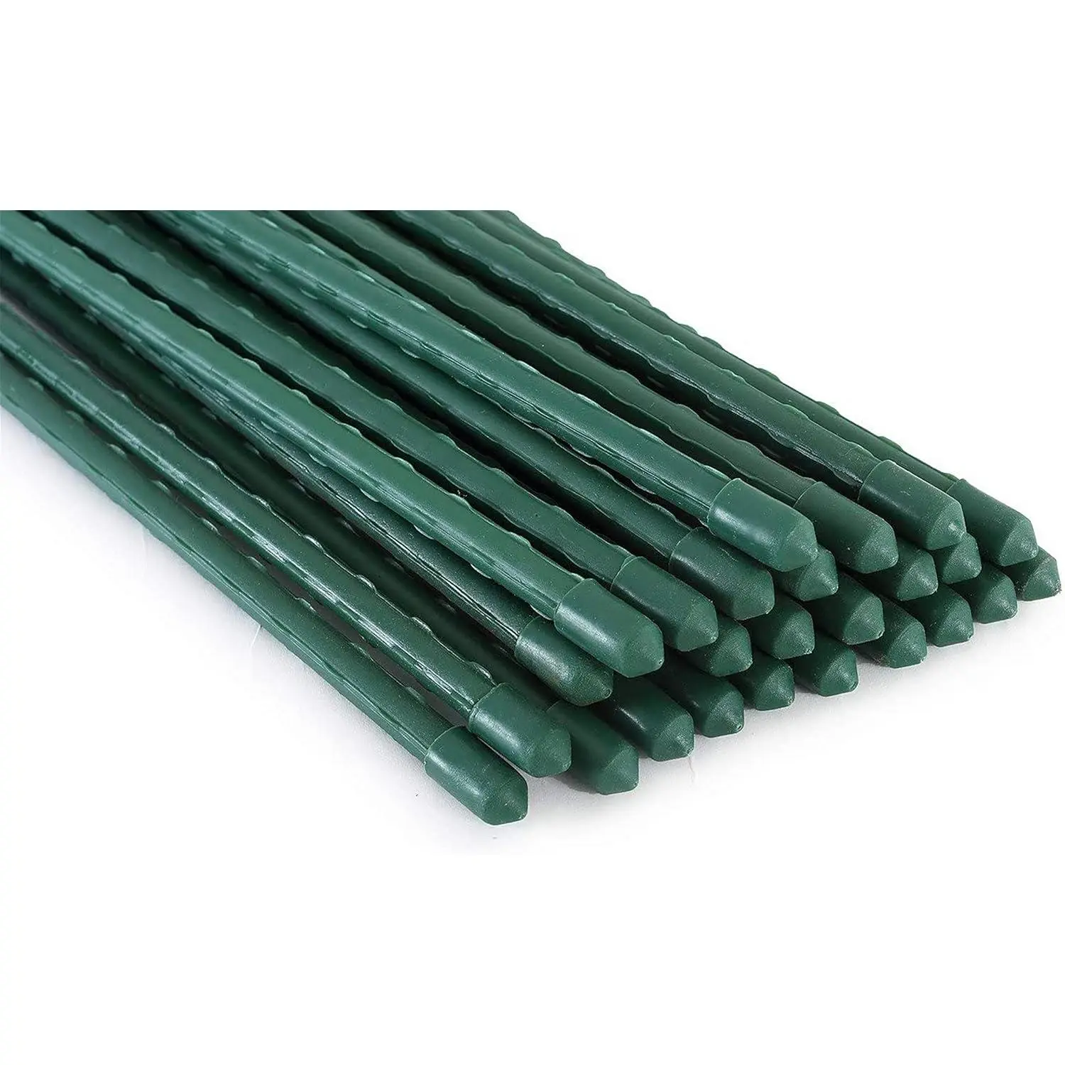 30-Inch Steel Garden Stakes, 25-Pack Value for Tomato Plant Support - 5/16" Pot Fit, Green Coat Blends In, Twine Tie Support, Easy to Use for Summer Garden & New Home Yard Setup