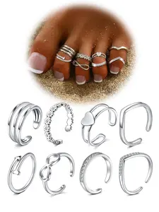 Women's Adjustable Toe Rings Set, Stacking Rings, Fashion Stackable Rings, Open Design Synthetic Zircon Jewelry, Summer Beach Foot Accessories, Party Daily Wear Gift Ideas