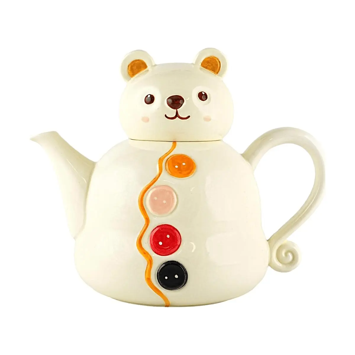 GLAZE STORY Cute Teddy Bear Ceramic Teapot, Kawaii Cartoon Milk White Glazed Teaware for Loose Leaf Tea, Afternoon Tea Set, Housewarming Gift