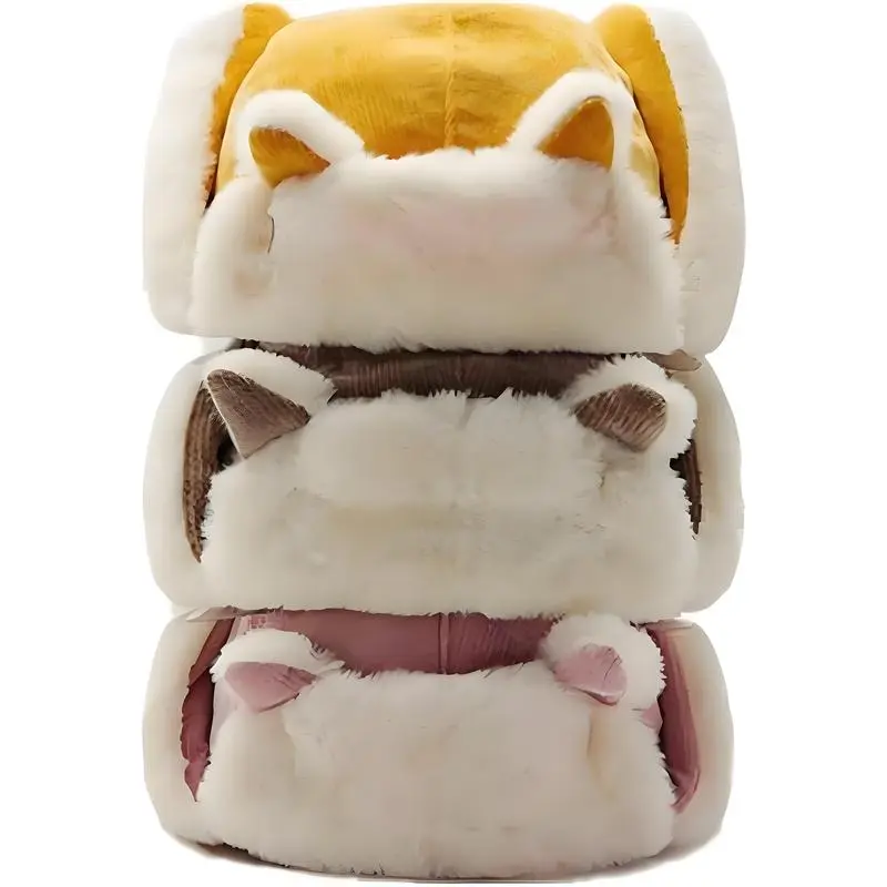 Girls’ Winter Cat Ear Trapper Ushanka Hats - Stretchy Knitted Thermal Acrylic Cute Fluffy Pink Colorful Furry Hat with Fleece Earflaps, Assorted Colors for Cold Weather Outdoor Activities, Cute Fluffy Hats