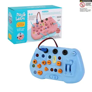 Montessori Busy Board for Kids, Sensory Toy with LED Light Switches, Educational Learning Activity Toy, Preschool Learning Tool, Portable Travel Toy