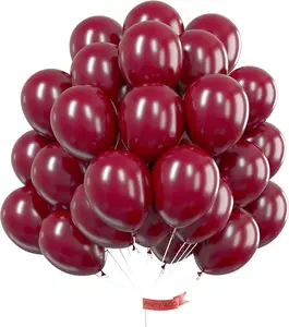 PartyWoo Thick Retro Rubber Burgundy Balloons, 50pcs 12-Inch Dark Chestnut Red Maroon Helium Balloons for Wedding, Birthday, Strawberry Theme Party Decorations Red-Y62