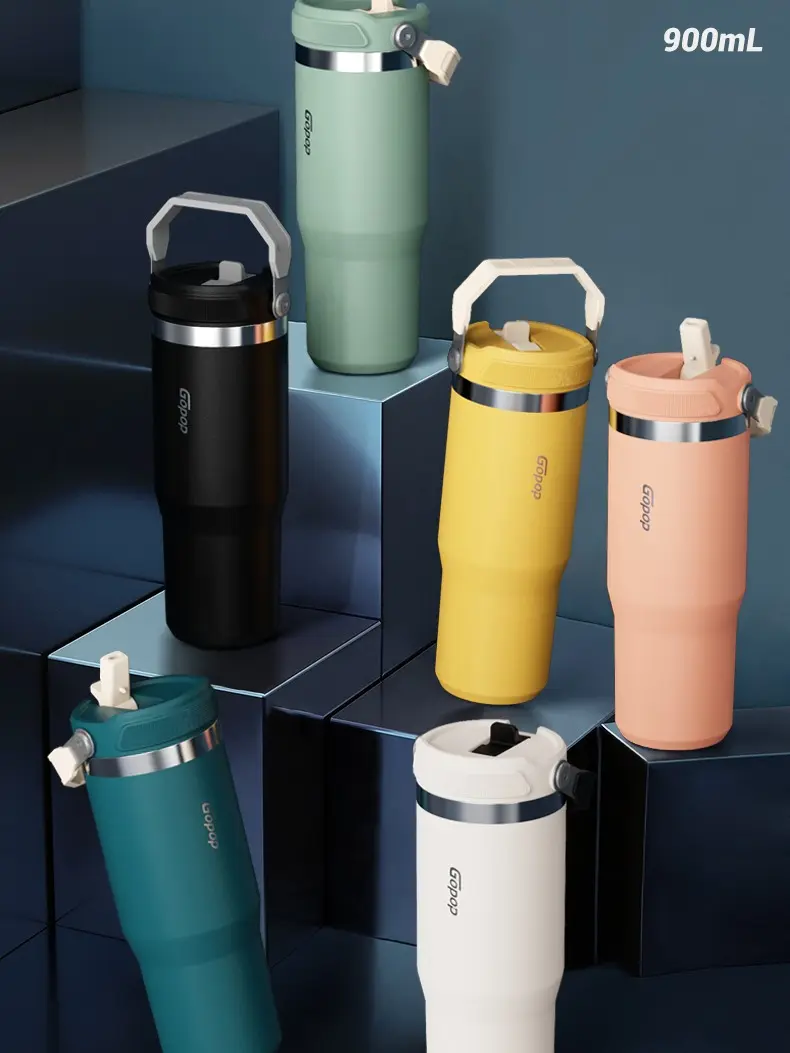 IceFlow Stainless Steel Tumbler with Straw, Vaccumn Insulated Water Bottle for Home, Office or Car, Reusable Cup with Straw Leak Resistant Flip