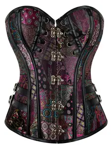 Women's Aesthetic Elegance Ethnic Pattern Lace Up Corset Compression Shapewear, Adjustable Grommet Eyelet Corset, Vintage Style Shaper for Party Underwear