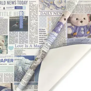 6 sheets of 2026 Instagram-style blue English wrapping paper, kraft paper, minimalist gift paper for book wrapping, tulip design, Gift Wrapping Supplies, Christmas wrapping paper, Valentine's Day, DIY journaling materials, Bouquet Wrapper