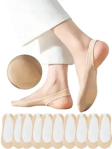 10Pairs Women Ball of Foot Cushion Socks Ultra Low Cut Liner Socks with Sling No Show Padded Half Socks for Heels socks invisible