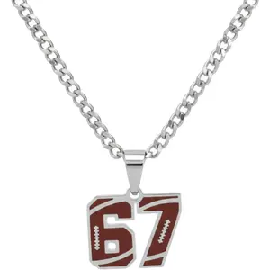 67 Necklace Basketball Soccer Baseball Team Number Pendant Inspirational  Necklaces Chunky Chain Football