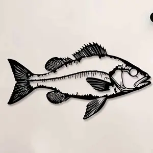 Fish Shaped Wall Art, Metal Fish Wall Decor, Wall Hanging Decor for Home Living Room Bedroom Office Farmhouse, Poster