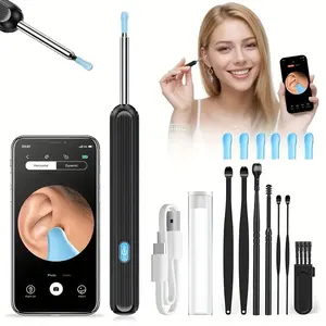 1080P Earwax Removal Tool Kit with Camera, Ear Cleaner Camera, 6 Spoons Ear Cleaning Set, Earwax Removal Dry WiFi Enabled Ear Scope, Rechargeable Battery, Ear Care Tweezers, Earwax Remover