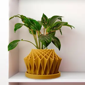 Galaxy Groove Plant Pot with Drainage and Drip Tray, Multiple Sizes and Colors