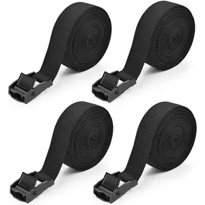 Tie Down Straps 4 count Lashing Ratchet Strap 1" x 13.1' Adjustable Heavy Duty Cam Buckle Cinch Straps for Cargo, , Luggage, Trailer,  (Black)