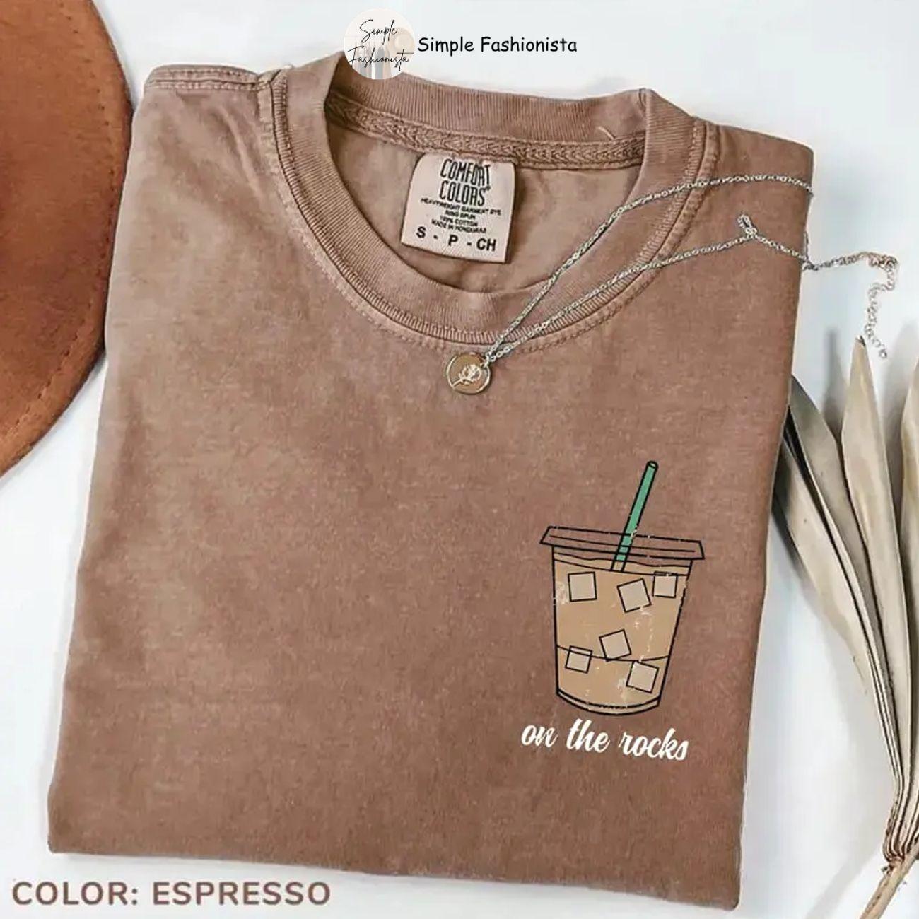 Comfort Colors On The Rocks Iced Coffee T-shirt, Trendy Coffee Graphic Shirt, On The Rocks Iced Coffee Graphic Tee, Fall Gift Lovers.
