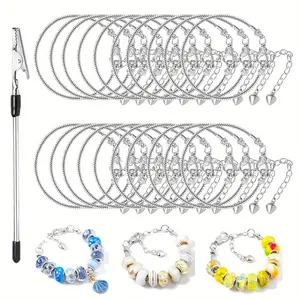 Pack Of 20 DIY Bracelet Snake Chain for Women, Charm Snake Chain Bracelet Set with Bracelet Helper, Bracelet Making Kit, Adjustable Snake Charm Bracelet Chains with Heart Lobster Clasp Extender Chain, Jewelry Making Gifts Supplies