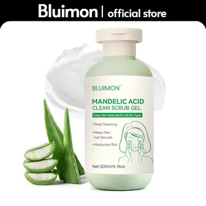 Bluimon Collagen Boosting Exfoliating Gel Positively Radiant Skin Brightening Daily Facial Scrub with Moisture-Rich Plant Extract 6.76 oz