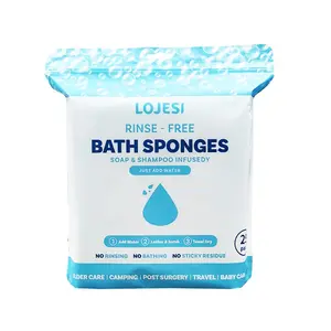 Disposable Bath Towels, Rinse Free Bath Sponges, Body Scrubber 25 Pack, No Rinse Bathing Wipes with Soap and Shampoo, Just Add Water Washcloths for Elderly Adults, Camping, Travel, Post Surgery, Bedridden Care, Baby Care, Emergency Cleanup and Outdoor Use
