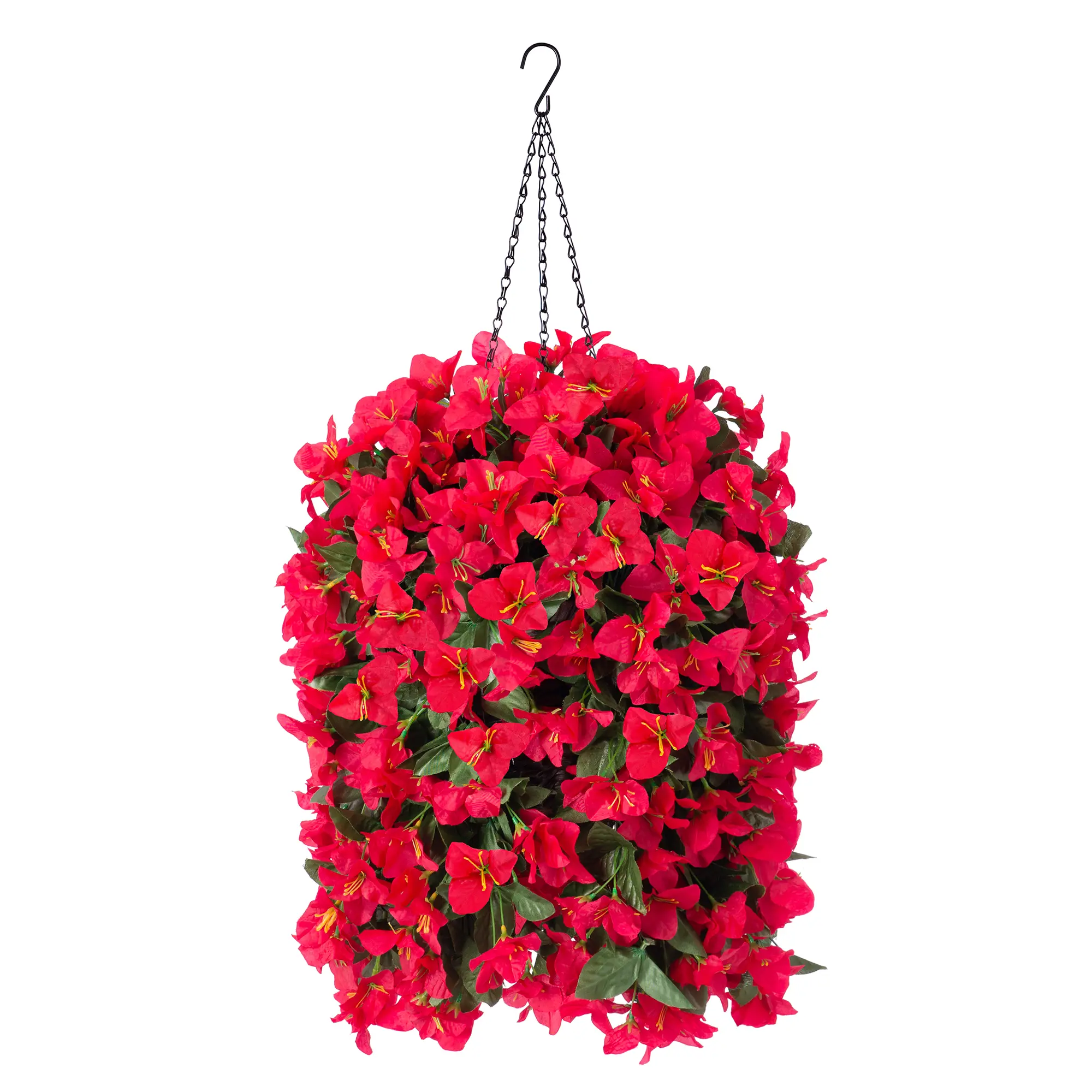 Ivydale Artificial Bougainvillea Faux Flowers Plants Baskets for Outdoor Outside Decoration, 3PCS Fake Silk Flowers Long Trailing Vines UV Resistant Realistic for Front Door Porch Patio (Red)