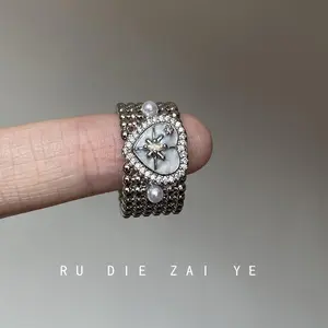 Vintage Love Heart Pearl Butterfly Starburst Ring • Luxury Minimalist Open Ring